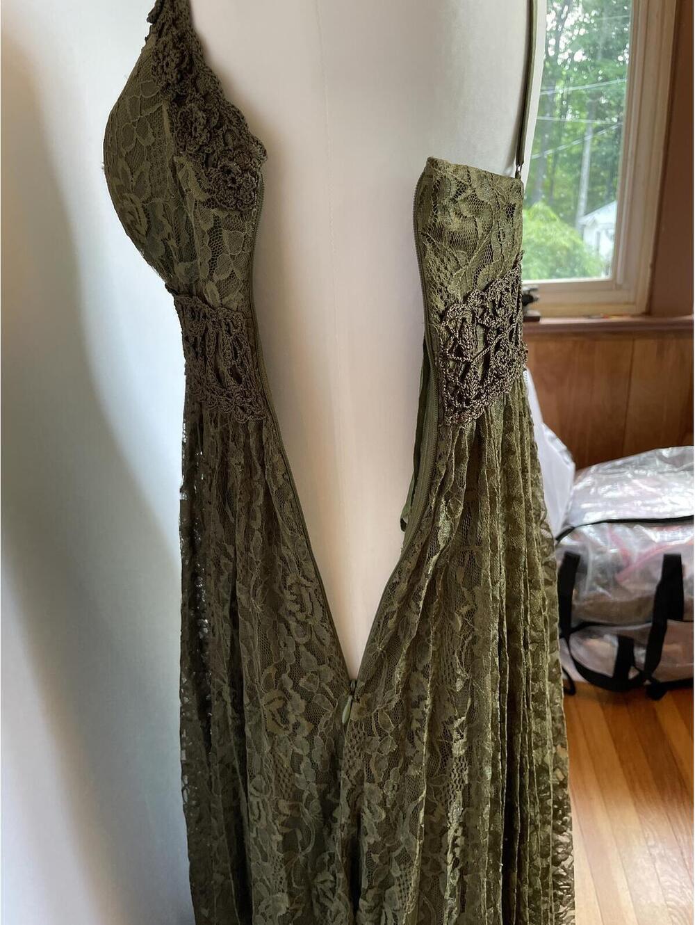 Cache Olive Green Lace Empire Waist Midi Dress Women's 6 Romantic Boho - Picture 4 of 7